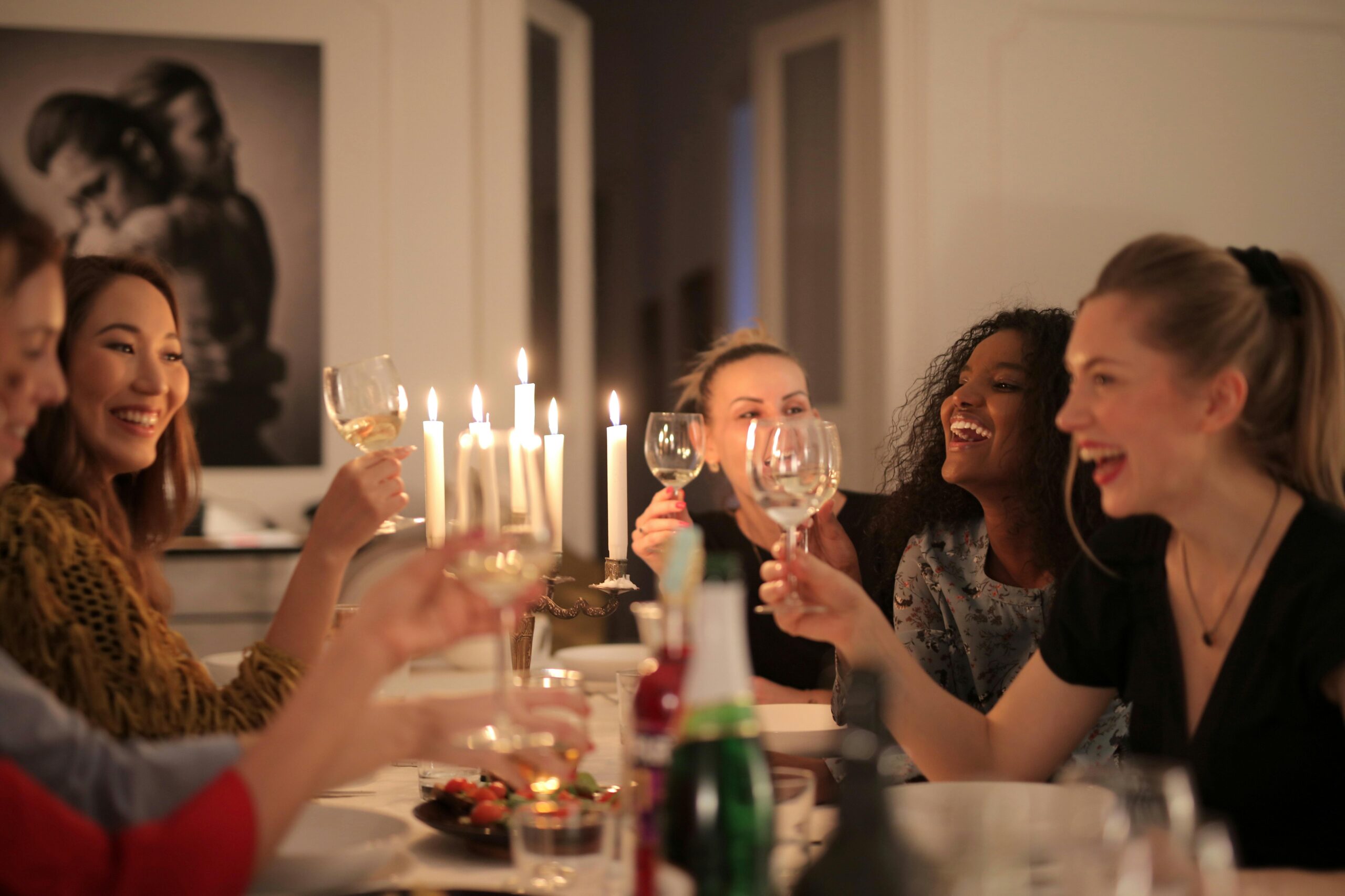 Dinner women connecting